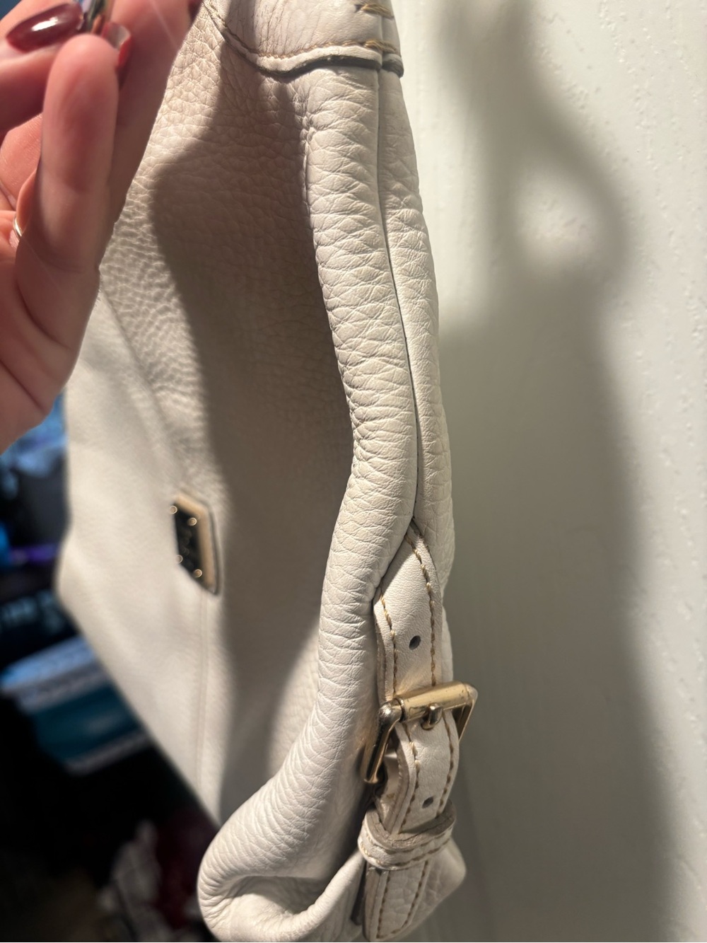 Dooney & Bourke Off-White Pebbled Leather Shoulder Bag - Picture 3 of 9